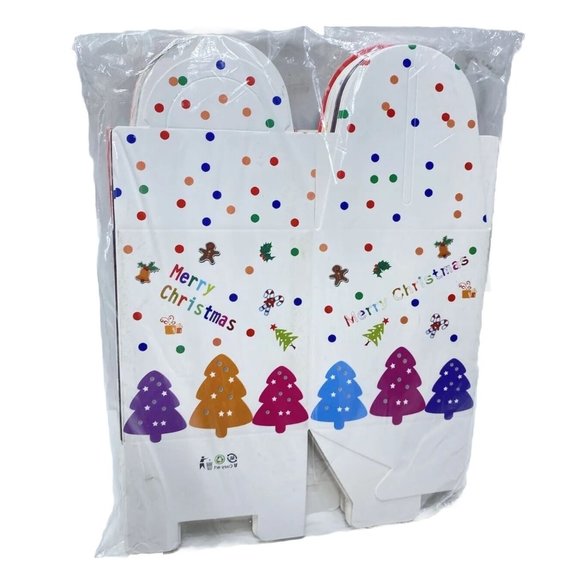 24pc Cute Foldable Cardboard Christmas Treat Boxes Cupcake Holders Holiday New - Picture 1 of 12